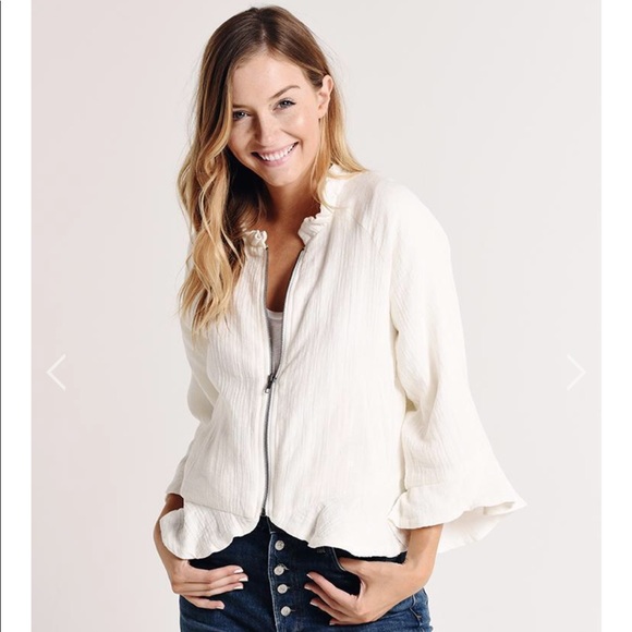 Anthropologie Jackets & Blazers - Anthropologie Franklin 3/4 Sleeve Zip Jacket White